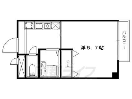 東海道本線 山科駅 徒歩6分 4階建 築29年(1K/3階)の間取り写真