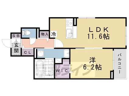 京阪電気鉄道京阪線 中書島駅 徒歩38分 3階建 築2年(1LDK/1階)の間取り写真