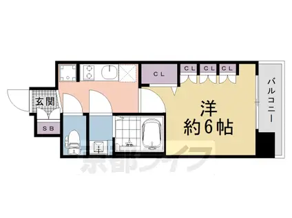 京都市烏丸線 十条駅(京都市営) 徒歩4分 7階建 新築(1K/5階)の間取り写真