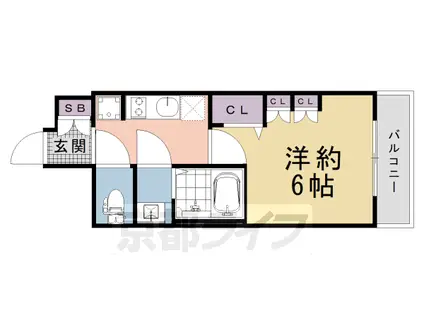 京都市烏丸線 十条駅(京都市営) 徒歩4分 7階建 新築(1K/5階)の間取り写真