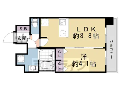 京都市烏丸線 十条駅(京都市営) 徒歩4分 7階建 新築(1LDK/7階)の間取り写真