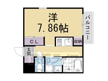 ATTRICE一乗寺(1K/2階)の間取り写真