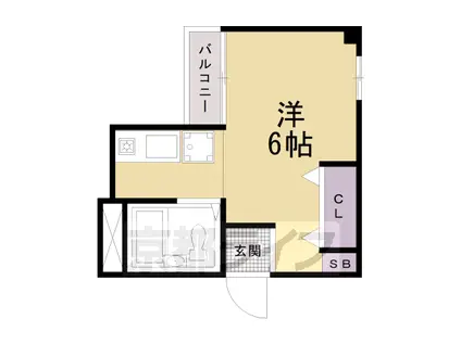 バインオーク クリビア(ワンルーム/3階)の間取り写真