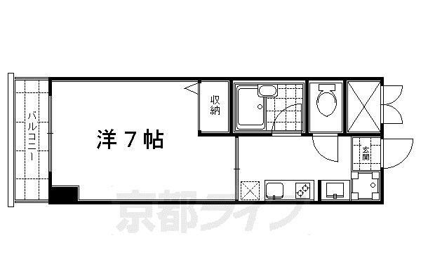 京都市烏丸線 烏丸御池駅 徒歩3分 11階建 築26年(1K/11階)の間取り写真
