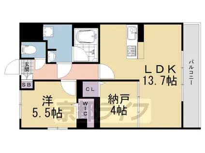 奈良線 城陽駅 徒歩4分 3階建 新築(1SLDK/1階)の間取り写真