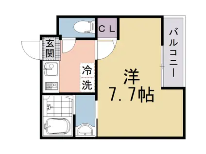 京都市東西線 西大路御池駅 徒歩8分 4階建 築1年(1K/1階)の間取り写真