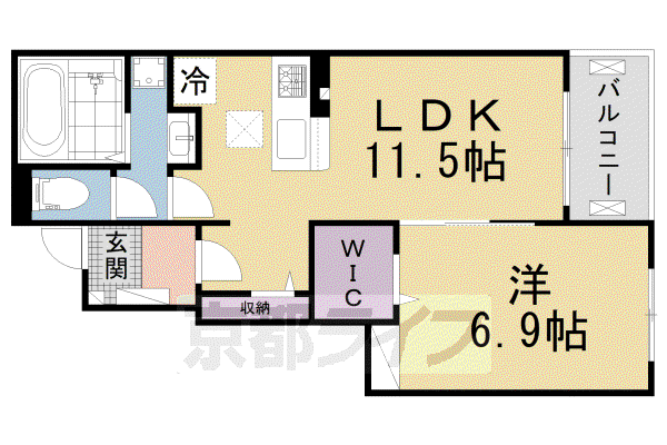 京阪電気鉄道京阪線 石清水八幡宮駅 徒歩43分 2階建 築2年(1LDK/1階)の間取り写真