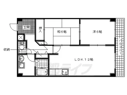 京阪電気鉄道京阪線 石清水八幡宮駅 徒歩10分 5階建 築28年(2LDK/5階)の間取り写真