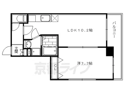 プラネシア星の子三条油小路(1LDK/7階)の間取り写真