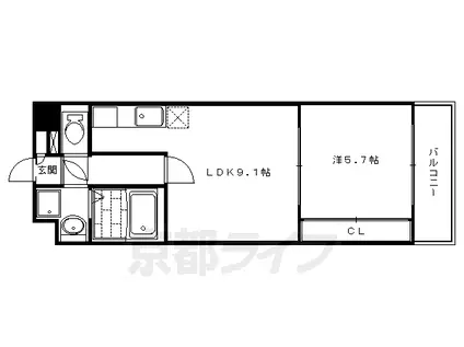 プラネシア星の子三条油小路(1LDK/7階)の間取り写真