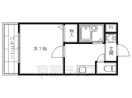 京都市烏丸線 烏丸御池駅 徒歩5分 3階建 築28年(1K/2階)の間取り写真