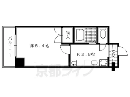 京都市東西線 京都市役所前駅 徒歩1分 7階建 築31年(1K/2階)の間取り写真
