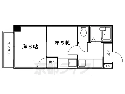 京都市烏丸線 烏丸御池駅 徒歩2分 5階建 築40年(2K/4階)の間取り写真