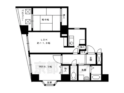 ロザーンジュ堀川(2LDK/7階)の間取り写真