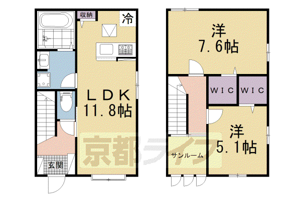 KS Ⅰ(2LDK/1階)の間取り写真