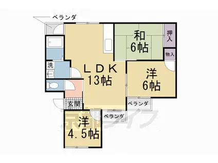 京阪電気鉄道京阪線 石清水八幡宮駅 徒歩9分 4階建 築42年(3LDK/2階)の間取り写真