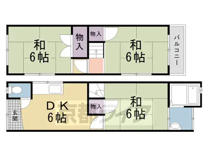 京都市烏丸線 北山駅(京都) 徒歩11分 2階建 築42年(3DK)の間取り写真
