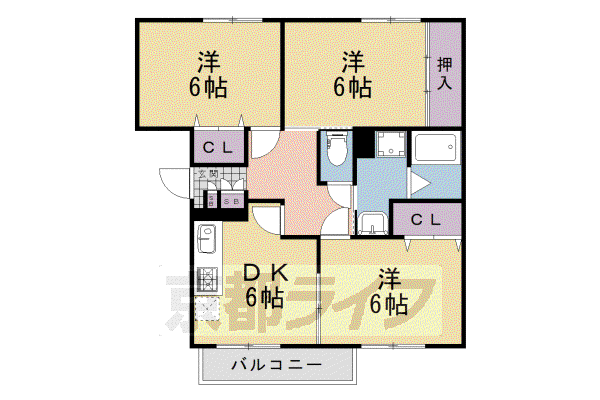 片町線 長尾駅(大阪) 徒歩43分 2階建 築29年(3DK/1階)の間取り写真