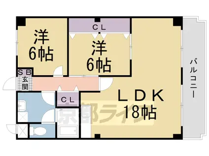 京阪電気鉄道京阪線 橋本駅(京都) 徒歩18分 3階建 築28年(2LDK/3階)の間取り写真