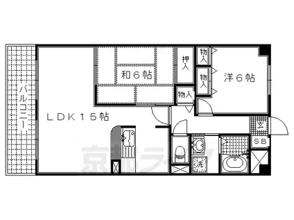 片町線 松井山手駅 徒歩20分 3階建 築25年(2LDK/4階)の間取り写真
