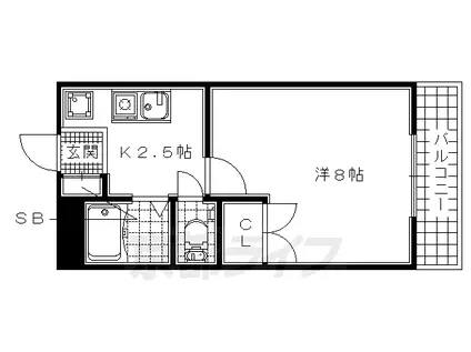 京阪電気鉄道京阪線 樟葉駅 徒歩25分 3階建 築27年(1K/2階)の間取り写真