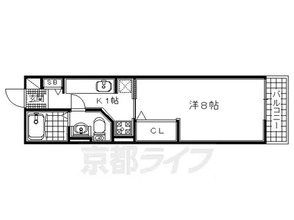 京阪電気鉄道京阪線 樟葉駅 徒歩25分 2階建 築16年(1K/1階)の間取り写真
