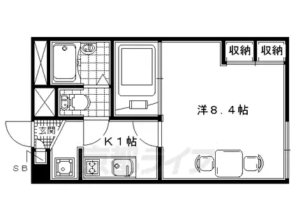京阪電気鉄道京阪線 石清水八幡宮駅 徒歩30分 2階建 築19年(1K/1階)の間取り写真