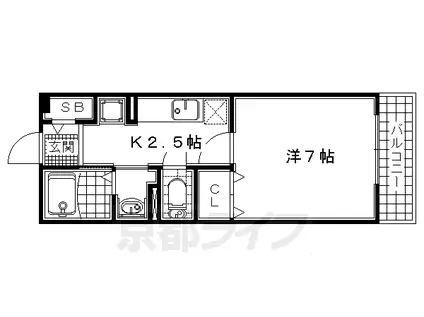 片町線 松井山手駅 徒歩41分 2階建 築13年(1K/1階)の間取り写真