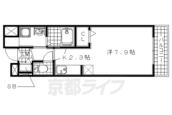 京阪電気鉄道京阪線 石清水八幡宮駅 徒歩18分 3階建 築13年(1K/3階)の間取り写真