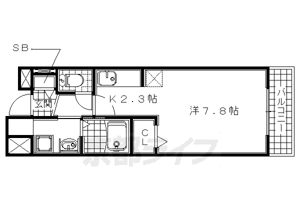 京阪電気鉄道京阪線 石清水八幡宮駅 徒歩18分 3階建 築13年(1K/3階)の間取り写真