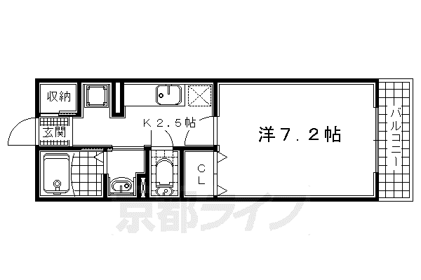 京阪電気鉄道京阪線 橋本駅(京都) 徒歩15分 2階建 築13年(1K/1階)の間取り写真