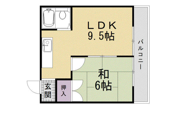 京阪電気鉄道京阪線 橋本駅(京都) 徒歩3分 3階建 築55年(1LDK/3階)の間取り写真