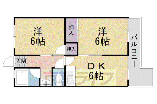 京阪電気鉄道京阪線 樟葉駅 徒歩24分 4階建 築49年(2DK/3階)の間取り写真