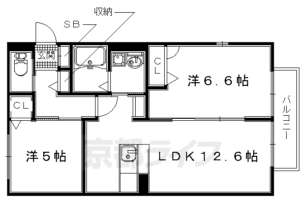 京阪電気鉄道京阪線 石清水八幡宮駅 徒歩8分 2階建 築9年(2LDK/2階)の間取り写真