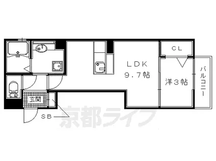 京阪電気鉄道京阪線 樟葉駅 徒歩25分 2階建 築9年(1LDK/2階)の間取り写真