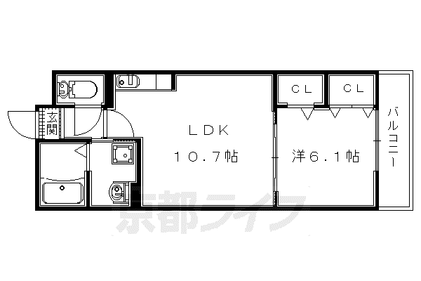 京阪電気鉄道京阪線 橋本駅(京都) 徒歩15分 3階建 築6年(1LDK/2階)の間取り写真