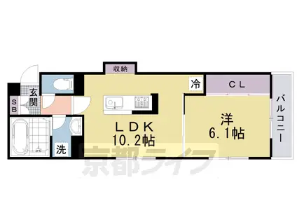阪急電鉄京都線 西院駅(阪急) 徒歩5分 3階建 新築(1LDK/2階)の間取り写真