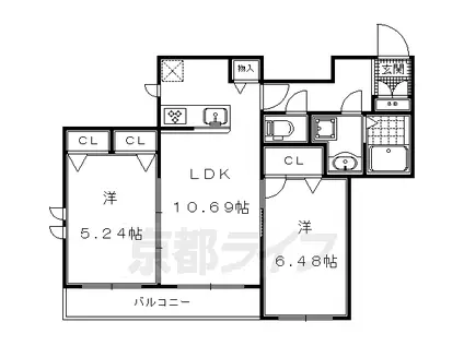 SHAINING TERRACE 西賀茂(2LDK/1階)の間取り写真