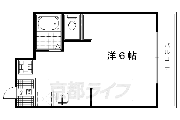京都市烏丸線 北大路駅 徒歩1分 3階建 築42年(1K/3階)の間取り写真