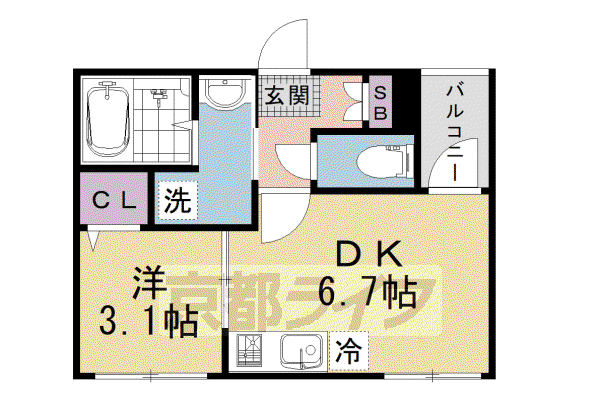 TEA PAVILION(1DK/3階)の間取り写真
