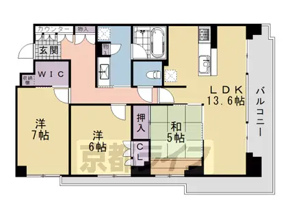 阪急電鉄京都線 桂駅 徒歩5分 3階建 築8年(3LDK/2階)の間取り写真