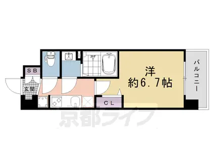 京都市烏丸線 十条駅(京都市営) 徒歩3分 8階建 新築(1K/6階)の間取り写真