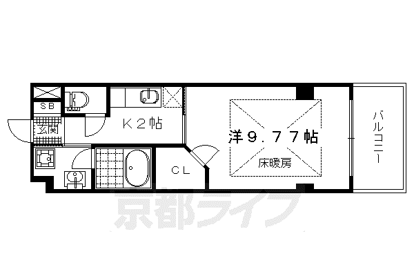 京都市烏丸線 松ケ崎駅(京都) 徒歩7分 4階建 築13年(1K/1階)の間取り写真