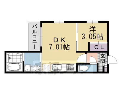 山陰本線 丹波口駅 徒歩8分 3階建 新築(1DK/2階)の間取り写真