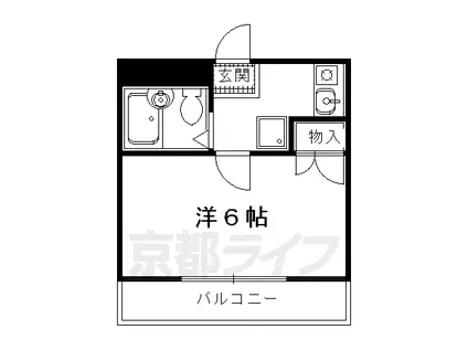 京都市烏丸線 北大路駅 徒歩22分 4階建 築36年(1K/3階)の間取り写真