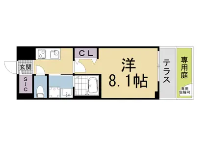 ベラジオ雅び京都洛北ガーデン(1K/1階)の間取り写真