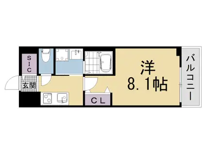 ベラジオ雅び京都洛北ガーデン(1K/4階)の間取り写真