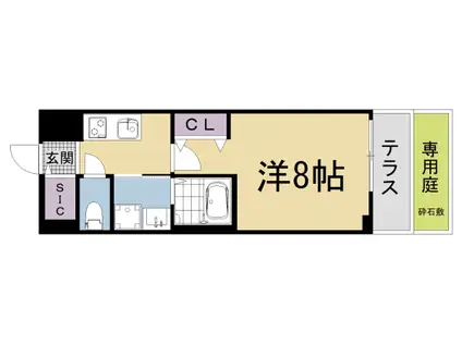 ベラジオ雅び京都洛北ガーデン(1K/1階)の間取り写真