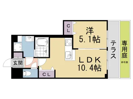 叡山電鉄 修学院駅 徒歩6分 5階建 新築(1LDK/1階)の間取り写真