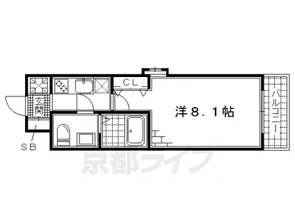 ルーチェ桃山(1K/2階)の間取り写真